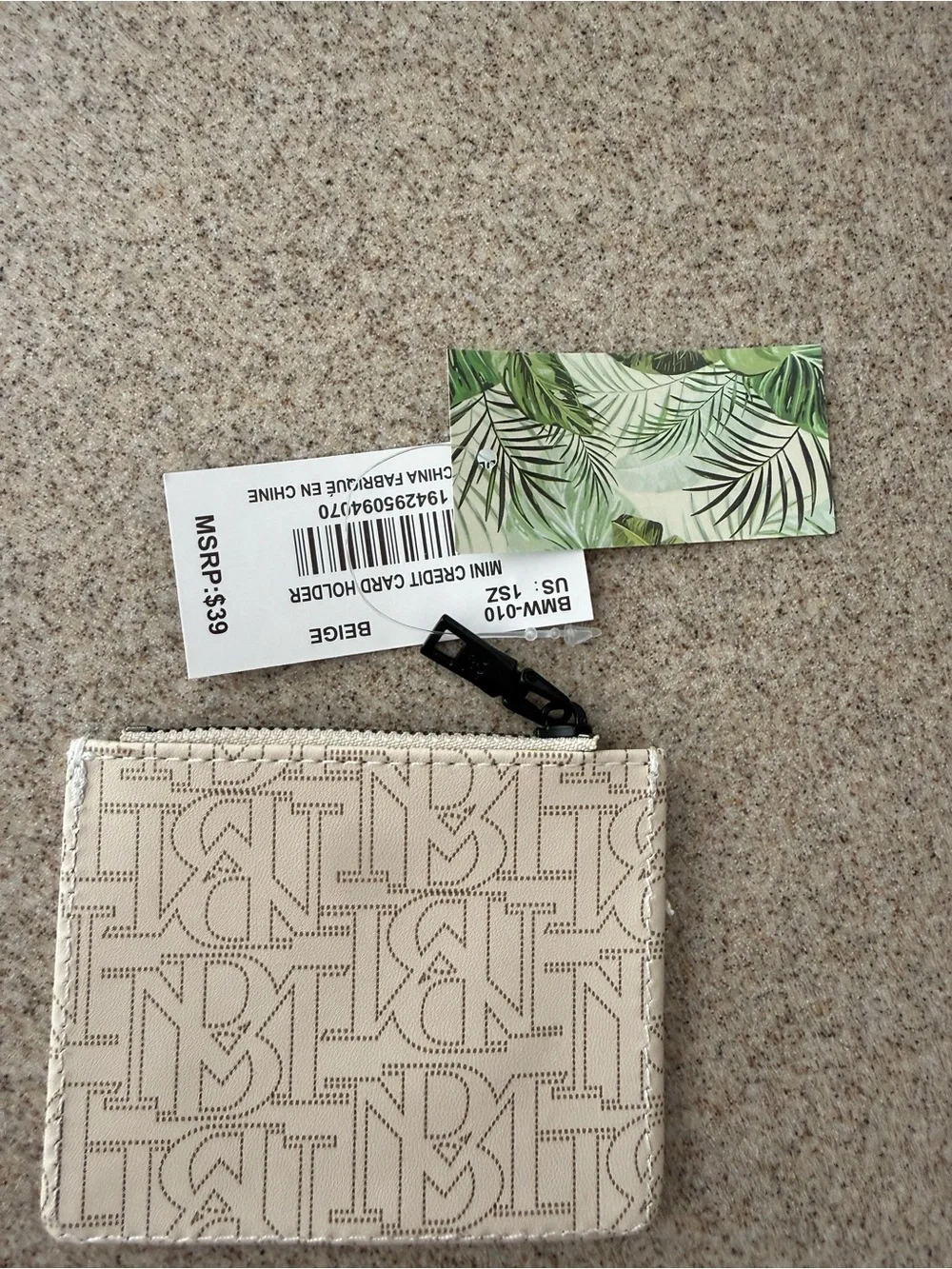 Badgley Mischka Beige Logo Card Wallet